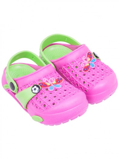Buty ogrodowe dziewczęce różowo-zielone