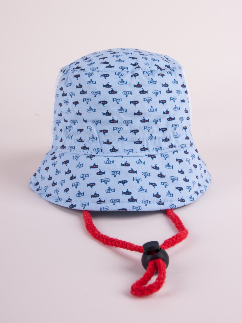 Czapka letnia kapelusz błękitna z siateczką w łodzie podwodne 