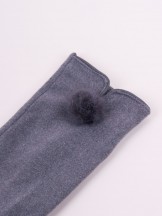 Rękawiczki kobiece szare drobny futrzany pompon