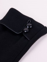 Rękawiczki kobiece czarne ozdobny mankiet z guzikami
