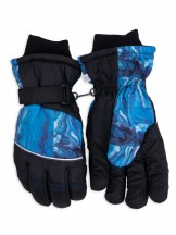 Rękawiczki narciarskie męskie czarne niebieski deseń
