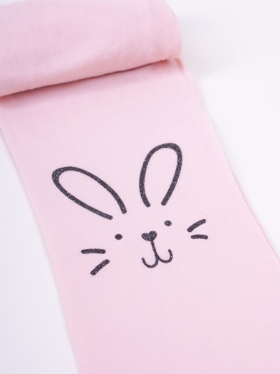 Rajstopy dziecięce mikrofibra pudrowo różowe królik 40 DEN