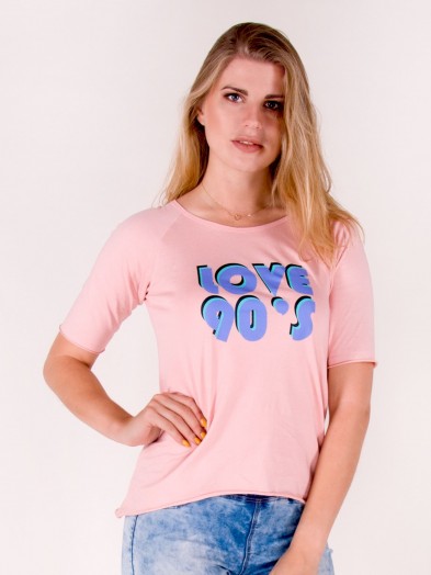 Koszulka damska t-shirt bawełniana LOVE 90's różowa