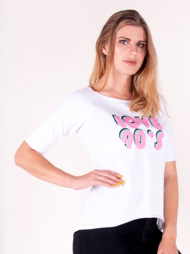 Koszulka damska t-shirt bawełniana LOVE 90's biała