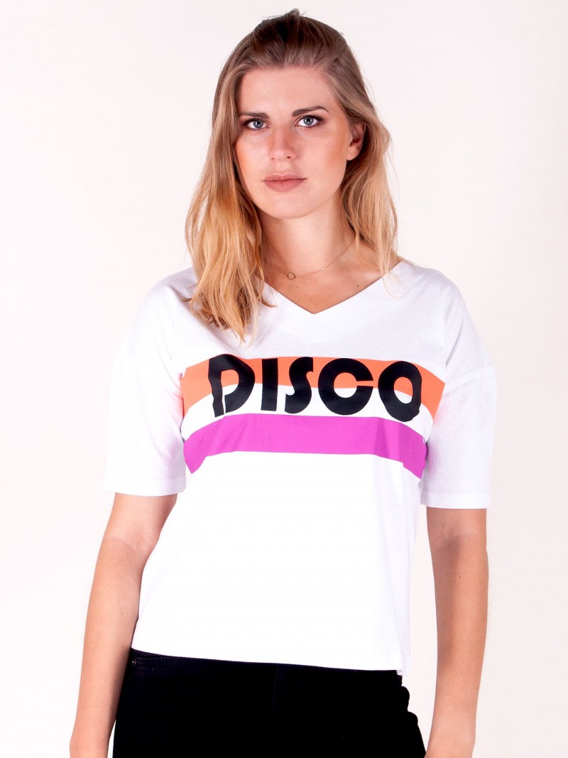 Koszulka damska t-shirt bawełniana DISCO biała