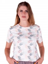 Podkoszulka t-shirt damski biały w kolorowe liście