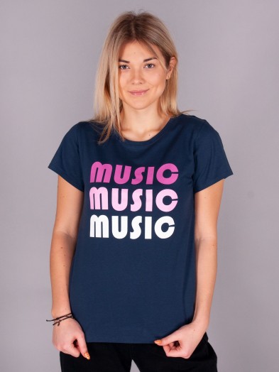 Podkoszulki t-shirt damski granatowy Music