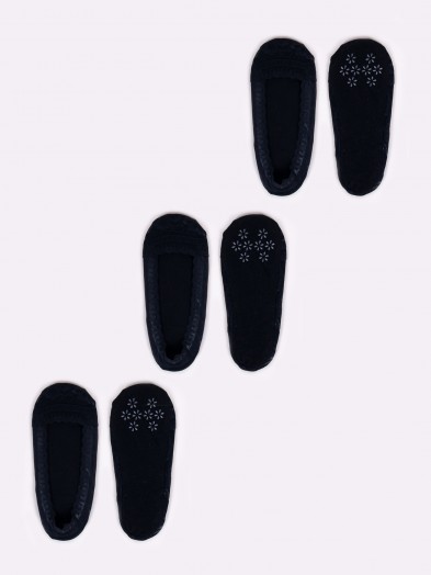 Skapety stopki 3PAK damskie koronkowe z antypoślizgowym ABS czarne