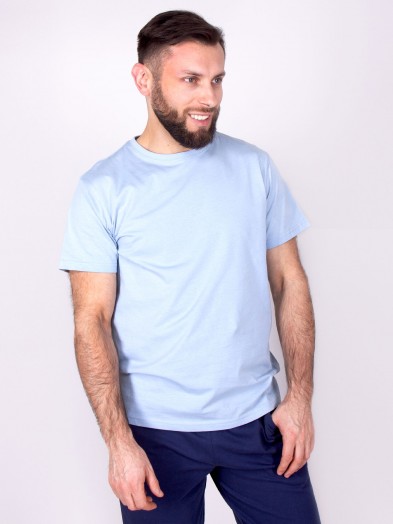 Koszulka męska t-shirt bawełniana gładka błękitna 