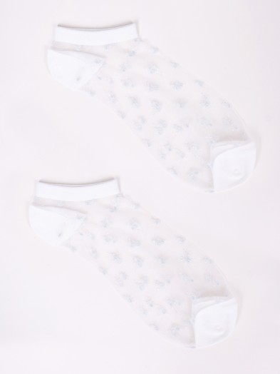 Skarpety stopki transparentne lurex białe 37-38