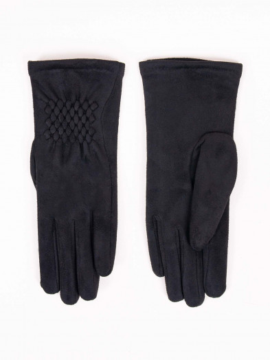 Rękawiczki damskie czarne zamszowe ze ściągaczem