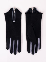 Rękawiczki damskie czarne zamszowe z suwakiem dotykowe