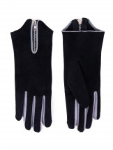 Rękawiczki damskie czarne zamszowe z suwakiem dotykowe