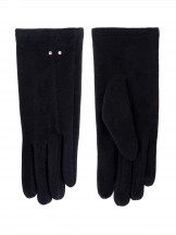 Rękawiczki damskie czarne z przeszyciem i jetami