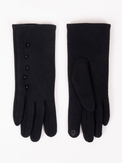 Rękawiczki damskie czarne z perełkami dotykowe