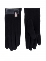 Rękawiczki damskie czarne ze skórkowym mankietem