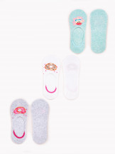 Skarpety stopki niskie dziewczęce bawełniane pastelowe ze wzorem 3PAK