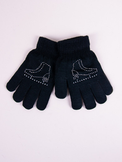 Rękawiczki dziecięce akrylowe z jetami czarne z łyżwą