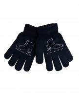 Rękawiczki dziecięce akrylowe z jetami czarne z łyżwą