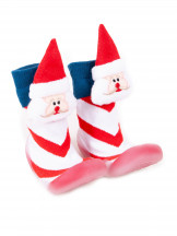 Skarpety z gumową podeszwą do nauki chodzenia z elementem 3D świąteczne z Mikołajem