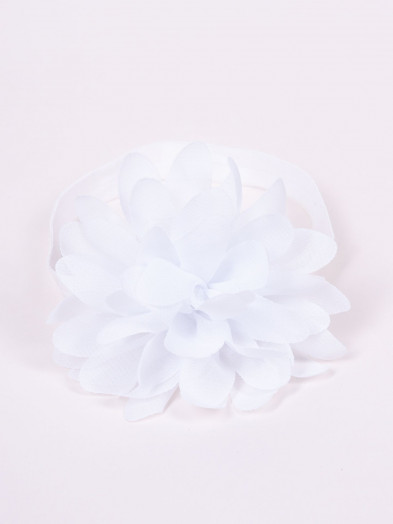 Opaska dziewczęca biała z kwiatem 38-44 cm