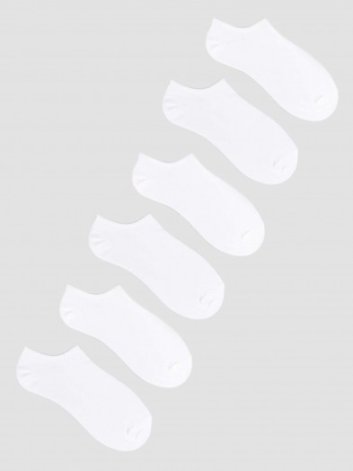 Skarpety stopki bawełniane białe unisex 6PAK