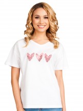 Koszulka damska t-shirt bawełniany trzy serca