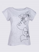Koszulka damska t-shirt bawełniany twarz w kwiatach