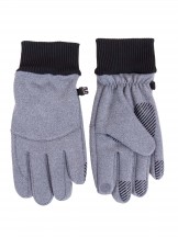 Rękawiczki męskie szare ze ściągaczem i ABS dotykowe