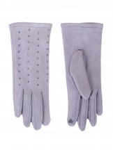 Rękawiczki damskie szare zamszowe z jetami dotykowe II