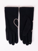 Rękawiczki damskie czarne z haftem dotykowe