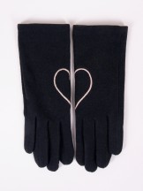 Rękawiczki damskie czarne z haftem dotykowe