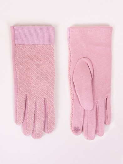 Rękawiczki damskie różowe ze ściągaczem dotykowe
