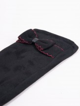 Rękawiczki damskie czarne zamszowe z kokardką dotykowe