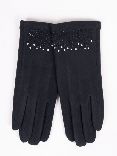 Rękawiczki damskie czarne z jetami
