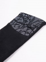 Rękawiczki damskie czarne zamszowe wzorzysty mankiet dotykowe