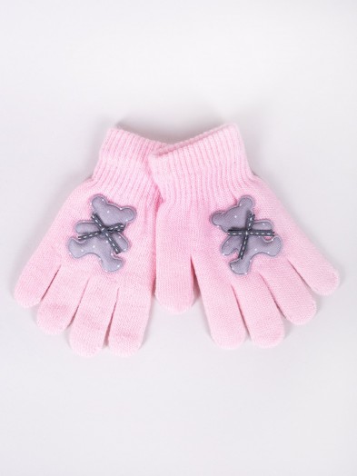 Rękawiczki dziecięce z misiem 3D różowe