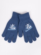 Rękawiczki chłopięce pięciopalczaste niebieskie SNOWBOARD