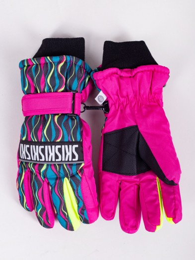 Rękawiczki narciarskie dziewczęce pięciopalczaste SKI