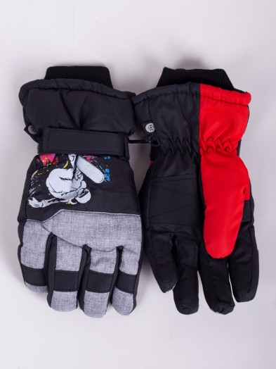 Rękawiczki narciarskie chłopięce pięciopalczaste snowboardzista