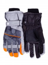 Rękawiczki narciarskie męskie szaro - pomarańczowe