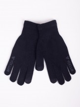 Rękawiczki męskie pięciopalczaste czarne z ABS dotykowe