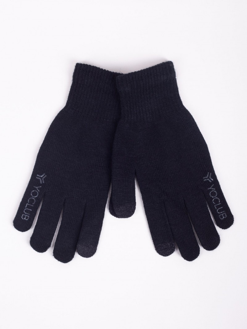 Rękawiczki męskie pięciopalczaste czarne z ABS dotykowe