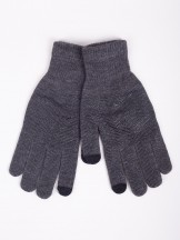 Rękawiczki męskie pięciopalczaste szare z ABS dotykowe