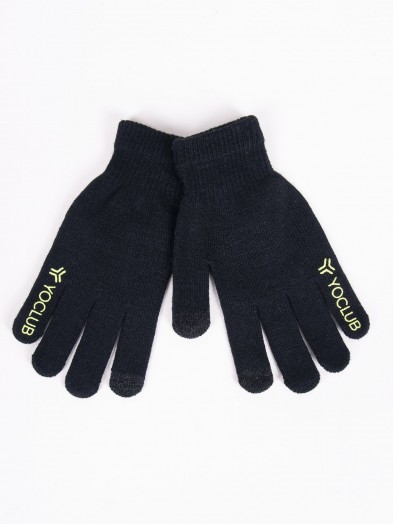 Rękawiczki chłopięce pięciopalczaste czarne z ABS dotykowe
