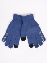 Rękawiczki chłopięce pięciopalczaste niebieskie z ABS dotykowe