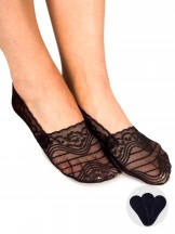 Skarpety stopki damskie niskie koronkowe z ABS wzory czarne 3PAK