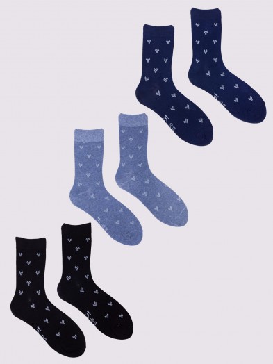 Skarpety bawełniane męskie z logo YOCLUB 3PAK