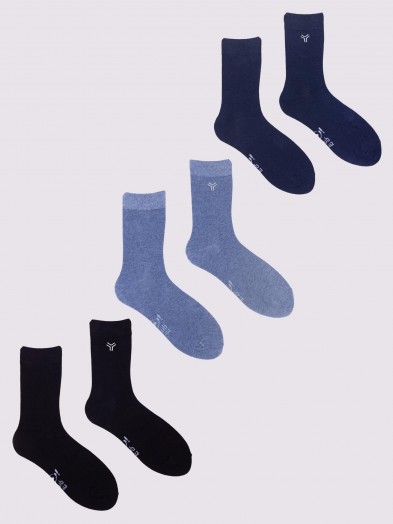 Skarpety bawełniane męskie z logo na kostce 3PAK