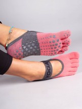 Skarpety stopki pięciopalczaste do jogi ABS różowe i czarne 2PAK